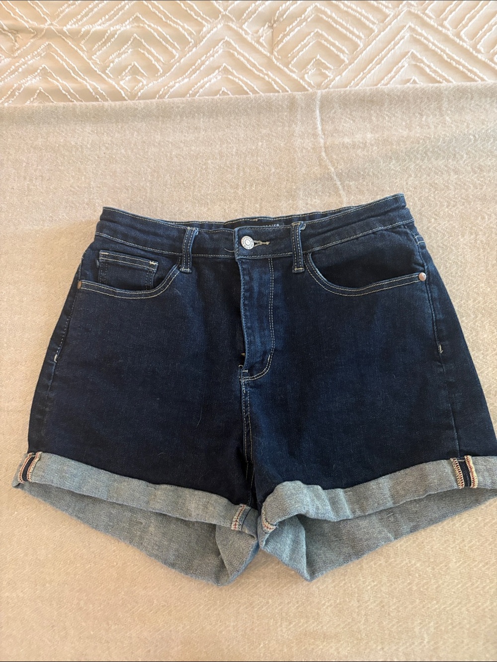 Judy Blue Dark Indigo Rolled Hem High-Rise Jean Shorts